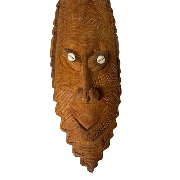 Vintage Large Hand Carved Tribal Mask – Papua New Guinea – 22" Wall Hanging – Sh - Picture 3 of 15
